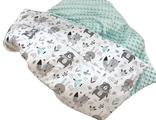 Плед з плюшем Moontime 100 x 80 см "Звірята ментолові" - фото 1