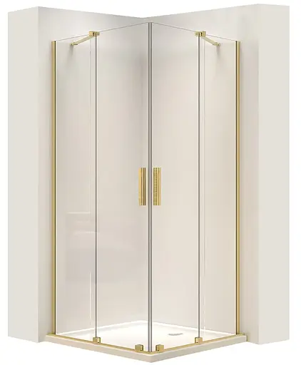Душова кабіна Rea Montana 90x90 brashed gold REA-K6636, Універсальна, прозорий, золотий - фото 1