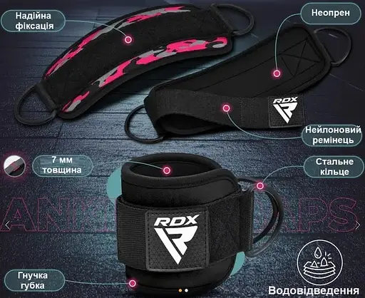 Манжеты на лодыжку RDX GYM ANKLE PRO A4 CAMO PINK-PAIR (WAN-A4CP-P) - фото 4