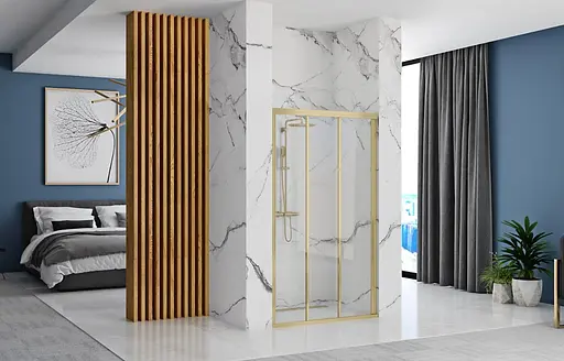 Душевые двери Rea Alex 100 brushed gold REA-K2500, прозрачный, золотой - фото 3