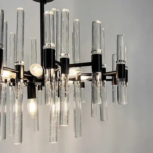 Розкішна чорна люстра із скляними паличками Ø 55 см | Арт. MJ 139/10 BK | Line F - фото 2