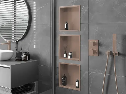 Полка для душа Nett YBr-29, металлическая встраиваемая 30 см бронза - фото 5