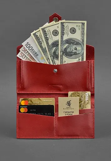 Шкіряне жіноче портмоне 3.0 червоне краст - фото 3