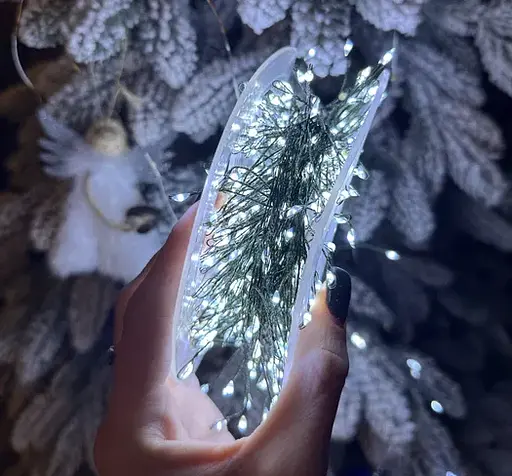 Гірлянда Роса мішура на зеленому проводі 50 метрів 1500 LED Білий - фото 2