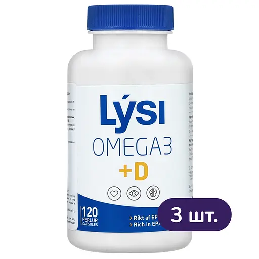 Омега-3 Lysi комплекс с витамином D3 капсулы 500 мг №120 3 упак.