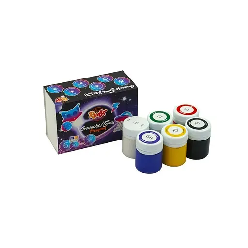 Набір гуашевих фарб Rudix 820605, 6 кольорів по 20 мл преміум - фото 2