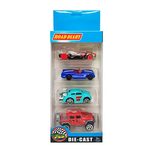 Набір металевих машинок A-Toys 698-04S у коробці 4шт Вид 1 - фото 1