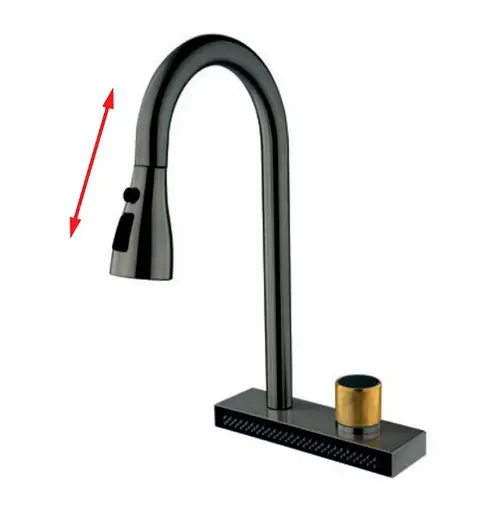 Змішувач для кухні Mixxus FOL-014 Graphite з висувною лійкою та функцією "водоспад" (MI6342) - фото 1