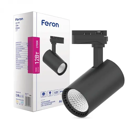Світлодіодний трековий світильник Feron AL102, 12 Вт 2700K чорний (1705)