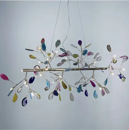 Линейная люстра с рожками в виде веточек с цветными лепестками Ст. H 9802 (Прямая) | Line F - фото 2