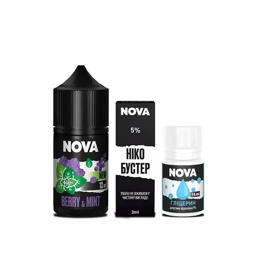 Набор компонентов для самозамеса солевой заправки Nova 30 мл BERRY MINT Ягоды Мята, 0-50 мг (18071) - фото 2