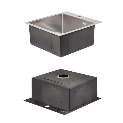 Кухонная мойка Lidz Handmade H5050 интегрированная Brushed в комплекте с дозатором и корзиной, Нержавеющая сталь - фото 4