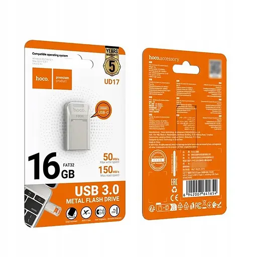 USB флеш накопитель Hoco UD17 16GB Type-C металлический серебристый - фото 4