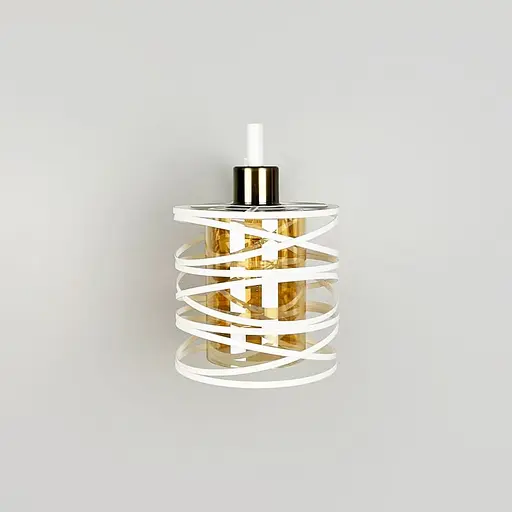 Біле металеве бра Лофт у корпусі 25х16 см з янтарним плафоном Line F Арт. 8190/1W WT+AM - фото 6