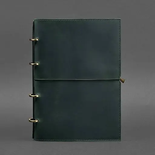 Шкіряний блокнот А4 на кільцях (Софт-бук) 9.0 в м'якій обкладинці зелений Crazy Horse - фото 7