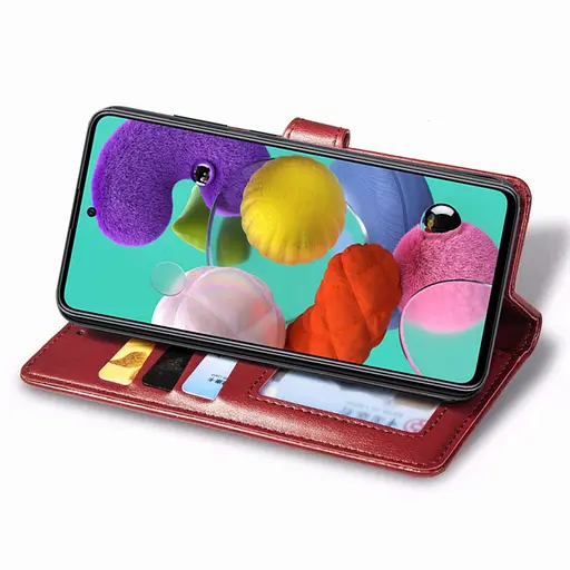 Кожаный чехол-книга Getman Gallant (PU) для Samsung Galaxy A51 Красный - фото 3