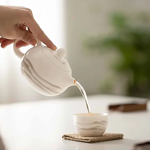 Чайник СиШи Белый Фарфор Далекие Горы, 210 мл - фото 4