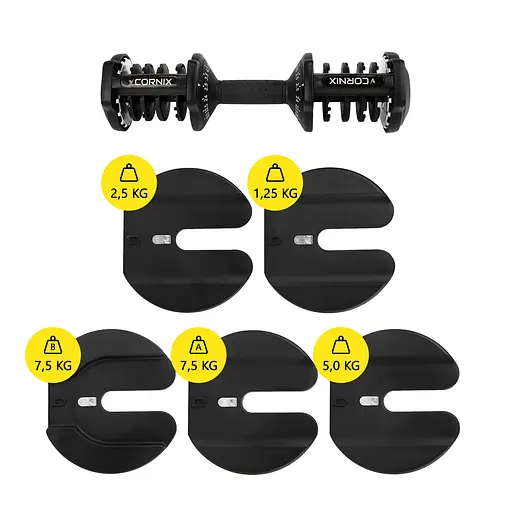 Гантель с регулируемым весом Cornix 2.5-24 кг XR-0405 Black - фото 7