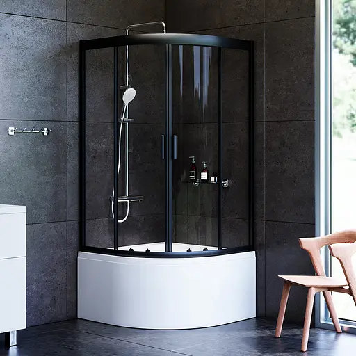 Душевая кабина Am.Pm Gem 90x90 см без поддона black W90UG-401A090BT, Черная, Универсальная, прозрачная, черная - фото 2