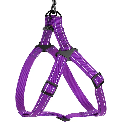 Шлея для собак Barksi Active світловідбивна (обхват грудей 40-53 см ширина 1.6 см) фіолетова - фото 3