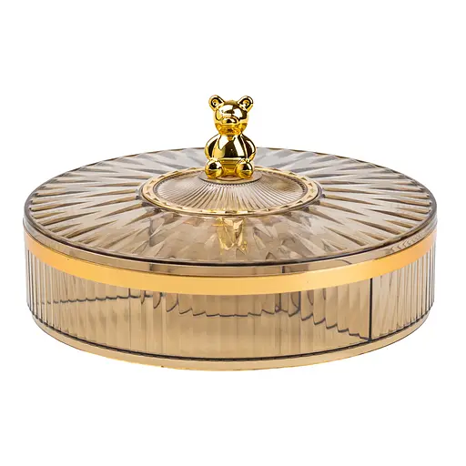 Цукерниця пластикова на 4 відділення діаметр 26 см tea color TS Kitchen HP48629G