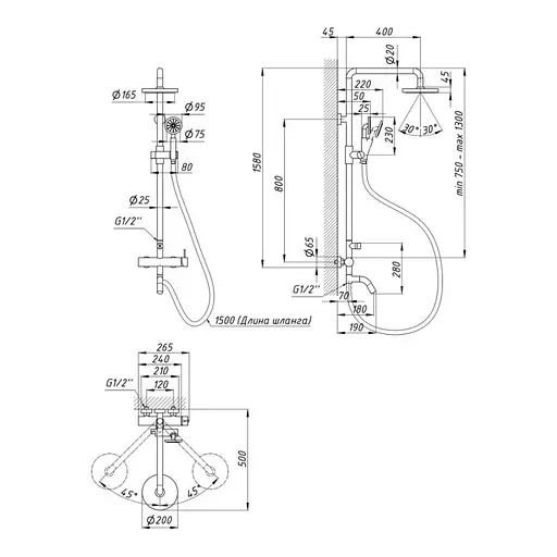 Душова система Lidz (NKS) 12 32 1004, Нікель - фото 9