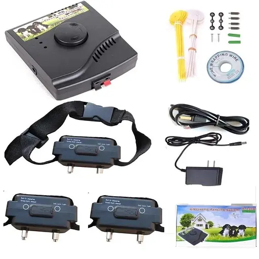 Електронний паркан для собак - електропастух з 3-ма акумуляторами нашийниками Pet W-227B, провідний (100584)