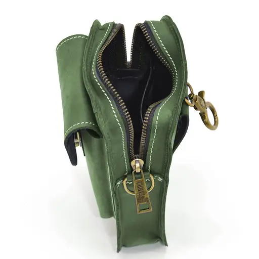 Кожаная мужская сумка на пояс TARWA 20х13.5х5 см sum0026019 - фото 8