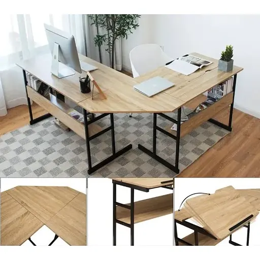 Комп'ютерний стіл Costway Fulton з регульованою панеллю в стилі Loft - фото 6