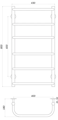 Водяной полотенцесушитель Unio LS W 800-400-6 Лесенка Скоба, Хром - фото 3