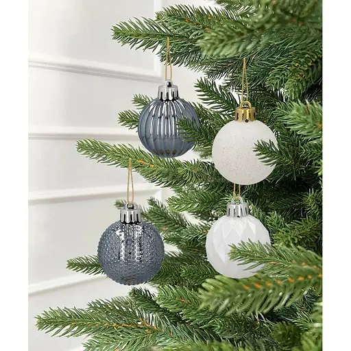 Комплект елочных шариков Chomik пластиковые 4 см серебристые и белые 16 шт. (GIF7351) - фото 7