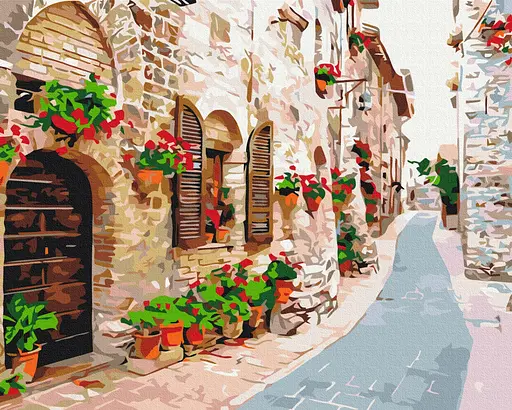 Картина за номерами на підрамнику Brushme Квітуча вулиця