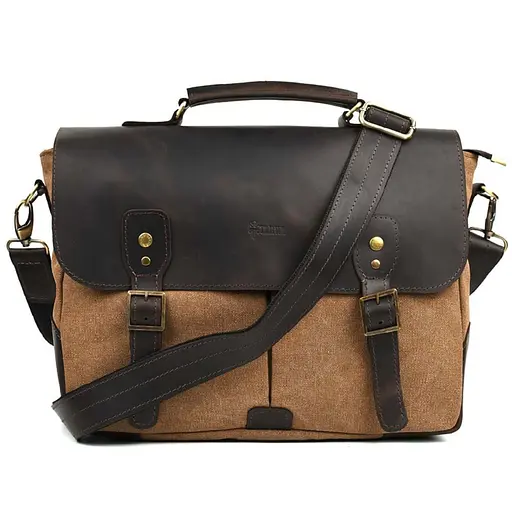 Мужская сумка портфель из канваса и кожий TARWA 36х27х10 см sum0028401 - фото 4