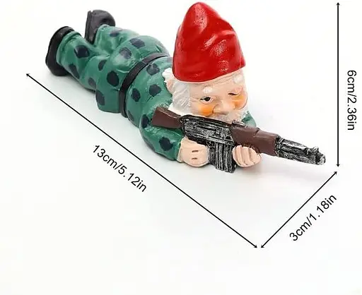 JARPSIRY Військова статуя гнома, фігурки армійського гнома з пістолетом, скульптура смоли гнома - фото 2