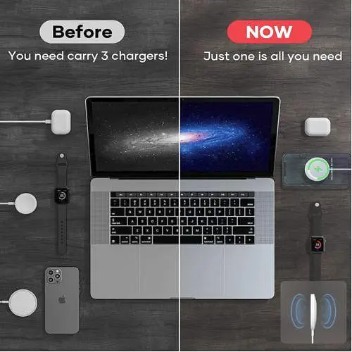 Двостороння магнітна зарядка LICHEERS 3 в 1 для iWatch iPhone 12 13 AirPods - фото 3