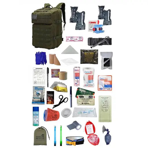 Укомплектованный медицинский тактический рюкзак №3 Rescue Ready 45 л темно-зеленый - фото 1