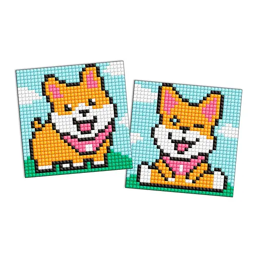 Алмазная мозаїка "Грайливі песики" Ідейка AMG1060 на магнітній основі 9x9 см - фото 1