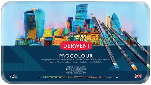 Набор цветных карандашей Procolour 72 цвета металл Derwent - фото 1