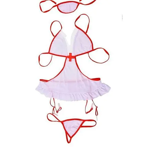 Ролевой костюм медсестры с подвязками для чулок S/M K000137 - фото 7