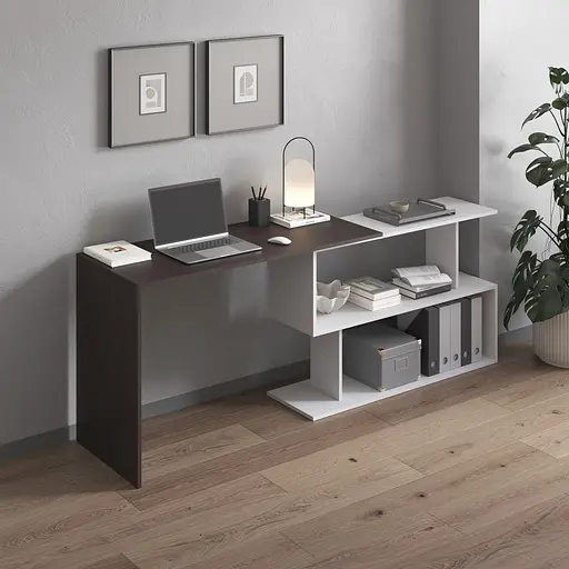 Cтол компьютерный Vays поворотный письменный cтол трансформер M-41 Венге Темный-Белый - фото 2