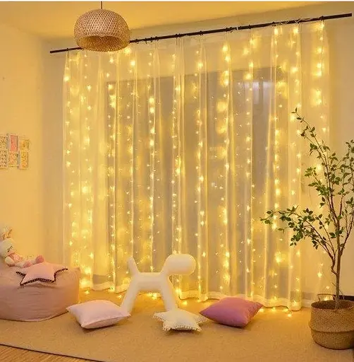 Гирлянда светодиодная Штора 2х2м 360 LED (Теплый белый свет) - фото 4