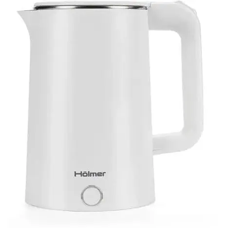 Електрочайник Holmer HKS-212S, білий, 1500 Вт, 1.8 л, дисковий, пластик/нержавіюча сталь, подвійні стінки, блокування включення - фото 1
