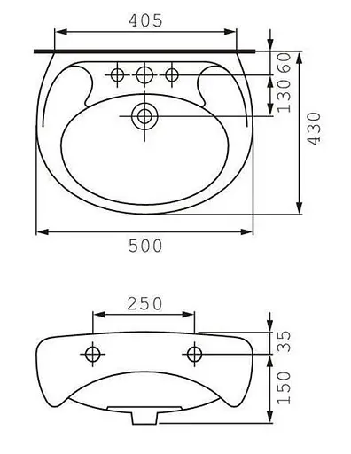 Умывальник мебельный Cersanit Eko 50 см с отверстием Белый K07-233 30412 - фото 4