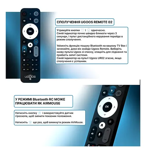 Пульт Ugoos UR-02 з мікрофоном та гіроскопом, аеромишка, Bluetooth 5.0 + IR - фото 3