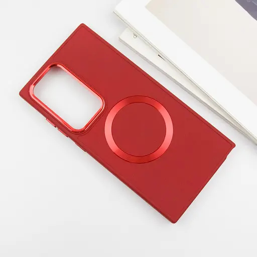 TPU чехол Epik Bonbon Metal Style with MagSafe для Samsung Galaxy S24 Ultra Красный / Red - фото 2