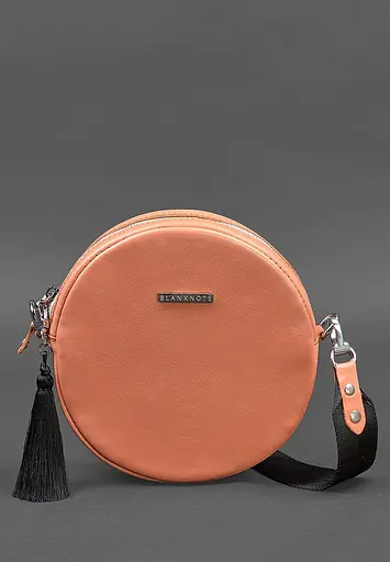 Кругла жіноча шкіряна сумочка Tablet коралова - фото 2