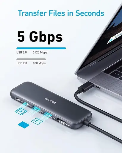 Мультипортовый адаптер - хаб - порт репликатор Anker 332 Usb-C Hub 5-in-1 (A8355011) - фото 4