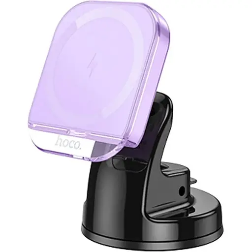 Автодержатель Hoco HW18 магнитный с беспроводной зарядкой 15W фиолетовый - фото 1