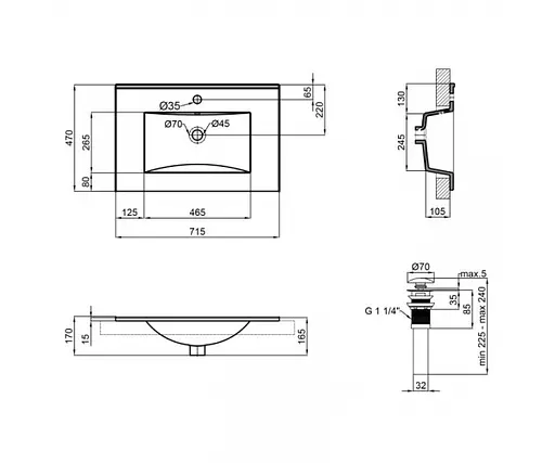 Тумба підлогова Sanwerk Миндаль 70 Білий з умивальником Qtap (MV0000888) Білий - фото 5