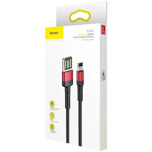 Дата кабель Baseus Cafule Lightning Cable Special Edition 2.4A (1m) (CALKLF-G) Черный / Красный - фото 6